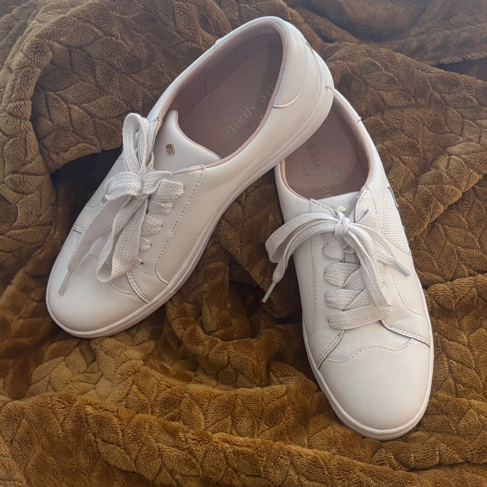 Kate Spade Cream Lace-Up Fez Sneakers